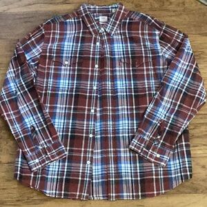 Levi’s Mens XL button down Red, White and Blue long sleeve shirt 100% cotton